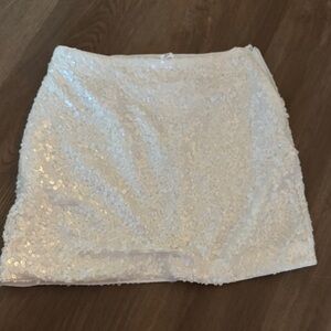 White Sequin Mini Skirt H&M